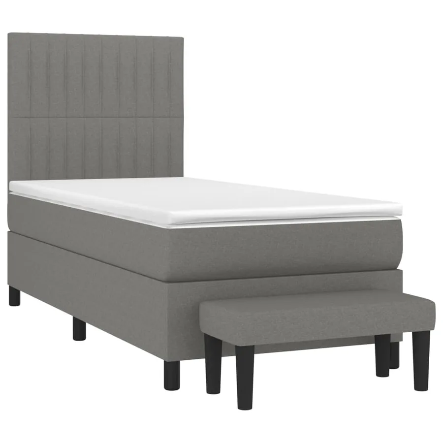 Sommier à lattes de lit avec matelas Gris foncé 80x200 cm Tissu - 3