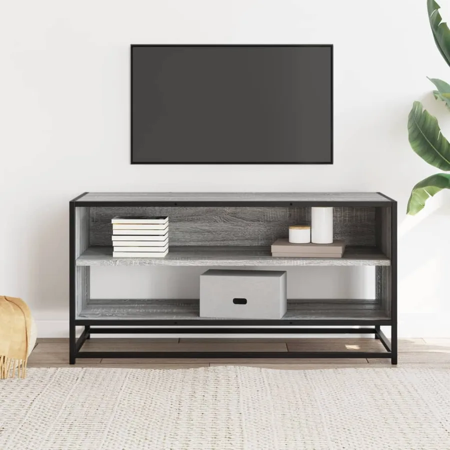 Meuble TV sonoma gris 91x40x46 cm bois d'ingénierie et métal - 3