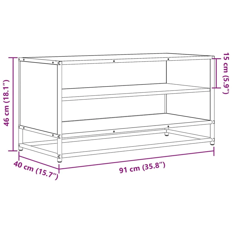 Meuble TV sonoma gris 91x40x46 cm bois d'ingénierie et métal - 9