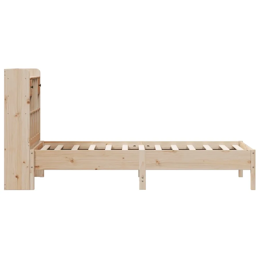 Lit bibliothèque sans matelas 75x190 cm bois de pin massif - 5