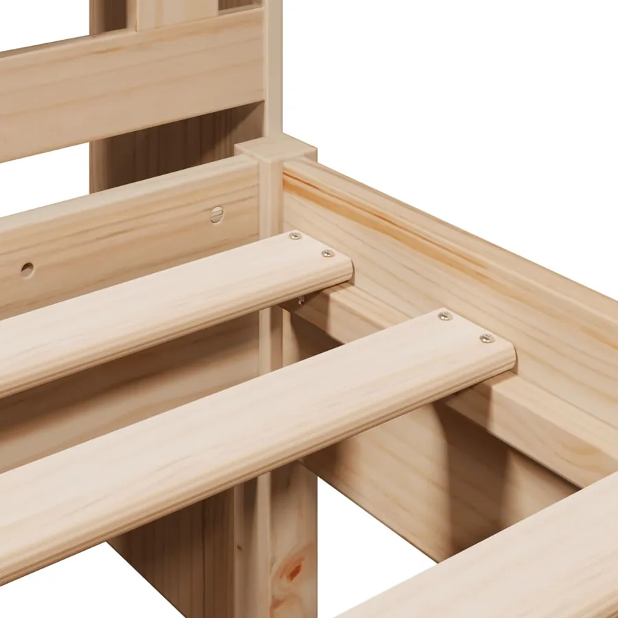 Lit bibliothèque sans matelas 75x190 cm bois de pin massif - 9