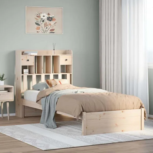 Lit bibliothèque sans matelas 75x190 cm bois de pin massif