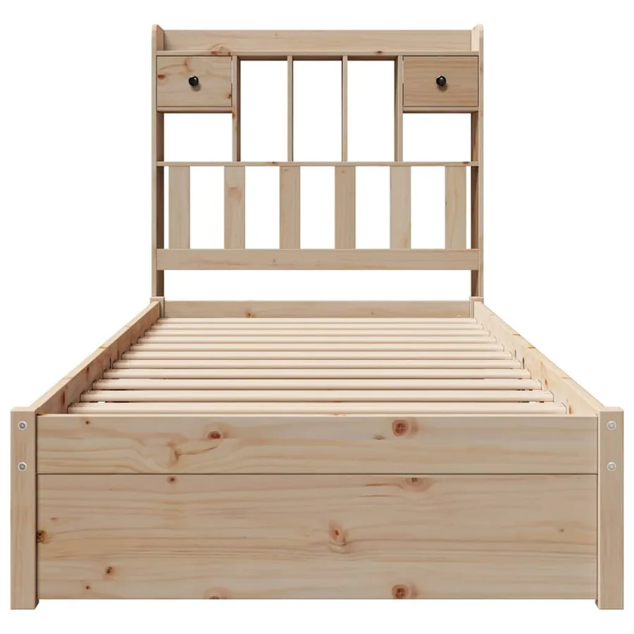 Lit bibliothèque sans matelas 75x190 cm bois de pin massif - 4
