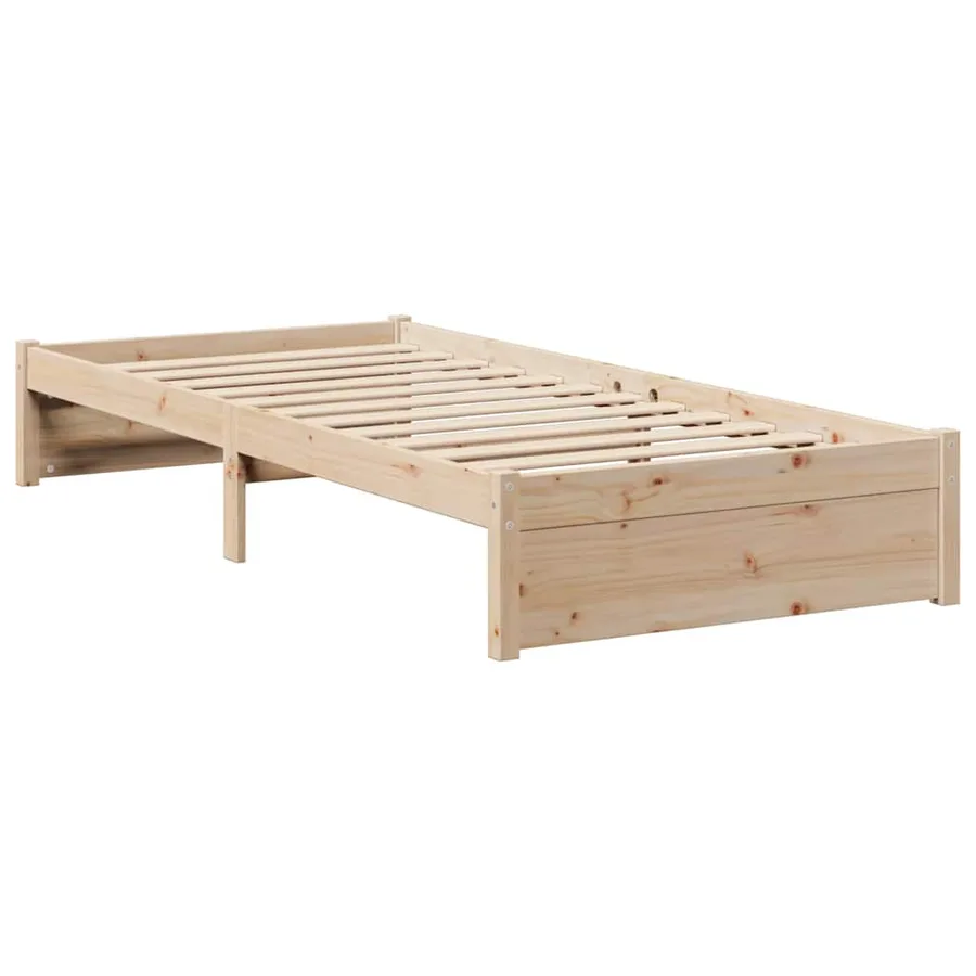 Lit bibliothèque sans matelas 75x190 cm bois de pin massif - 5