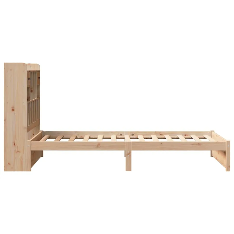 Lit bibliothèque sans matelas 75x190 cm bois de pin massif - 7
