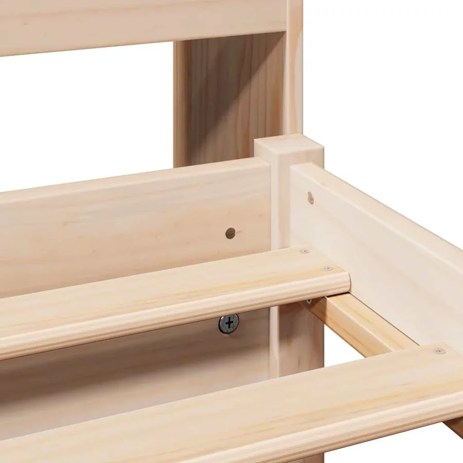 Lit bibliothèque sans matelas 75x190 cm bois de pin massif - 9