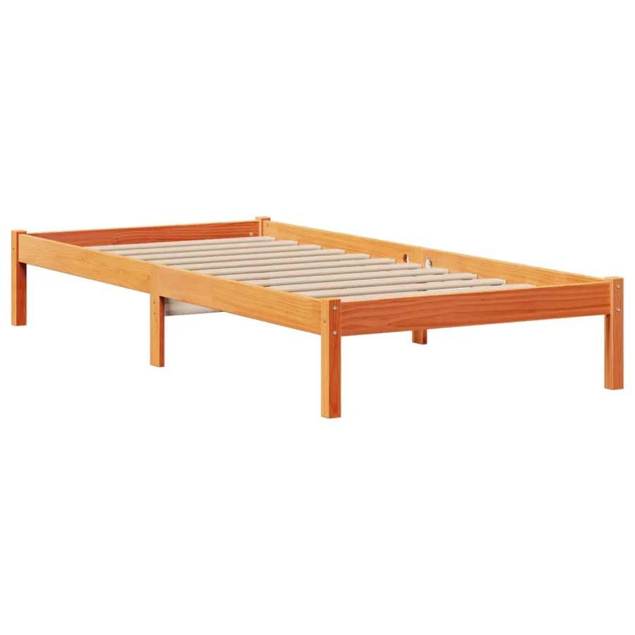 Lit bibliothèque sans matelas cire marron 75x190 cm pin massif - 5