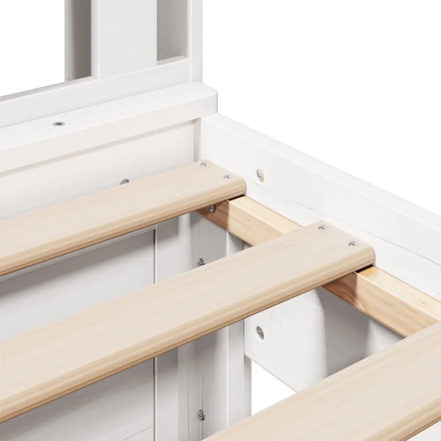 Lit bibliothèque sans matelas blanc 75x190cm bois de pin massif - 13