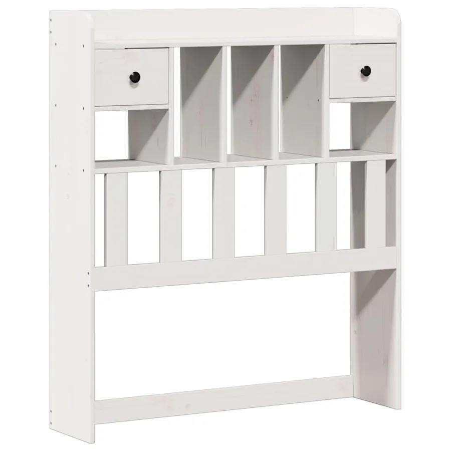 Lit bibliothèque sans matelas blanc 75x190cm bois de pin massif - 7
