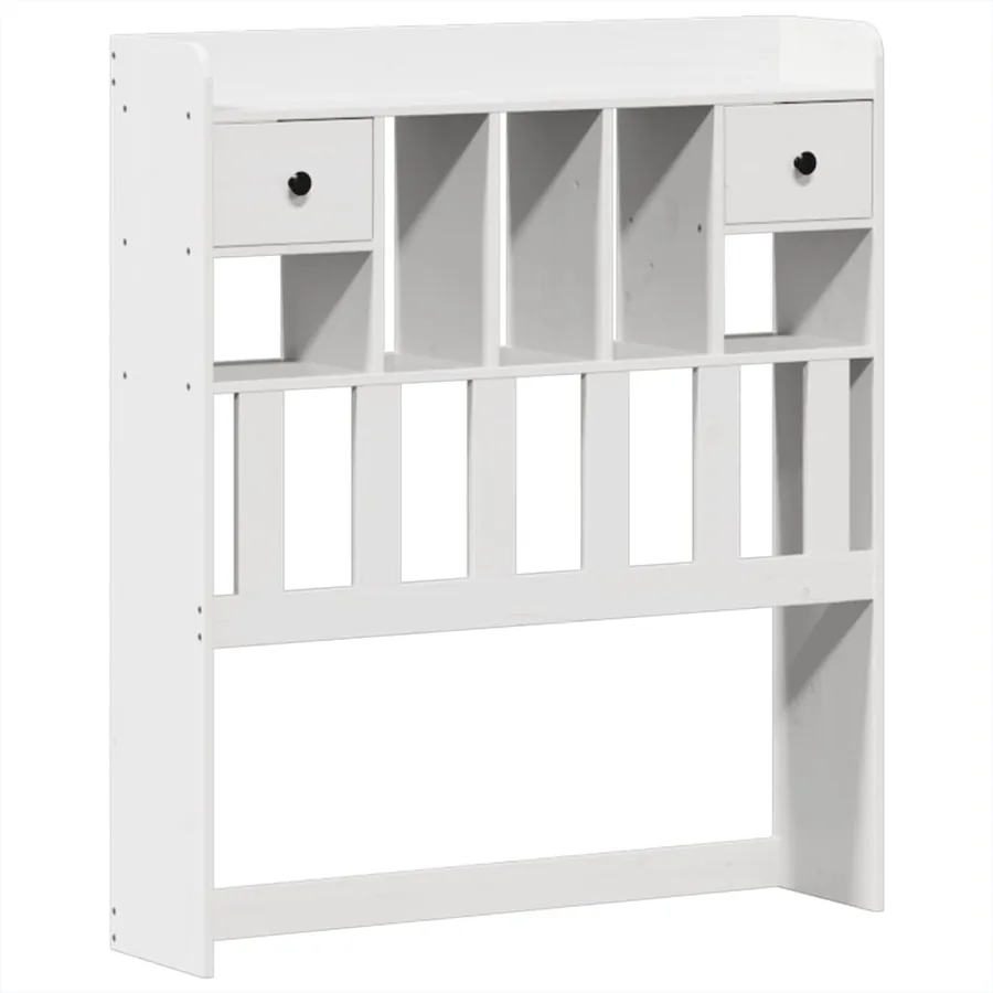 Lit bibliothèque sans matelas blanc 75x190cm bois de pin massif - 7