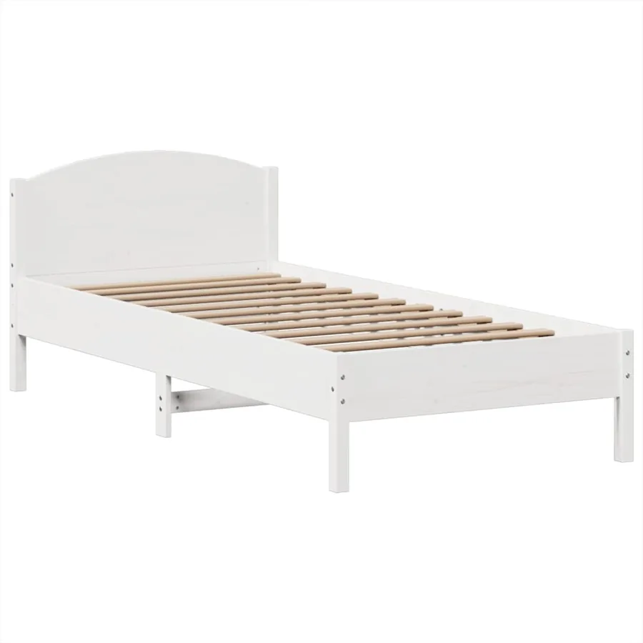 Lit bibliothèque sans matelas blanc 75x190cm bois de pin massif - 8