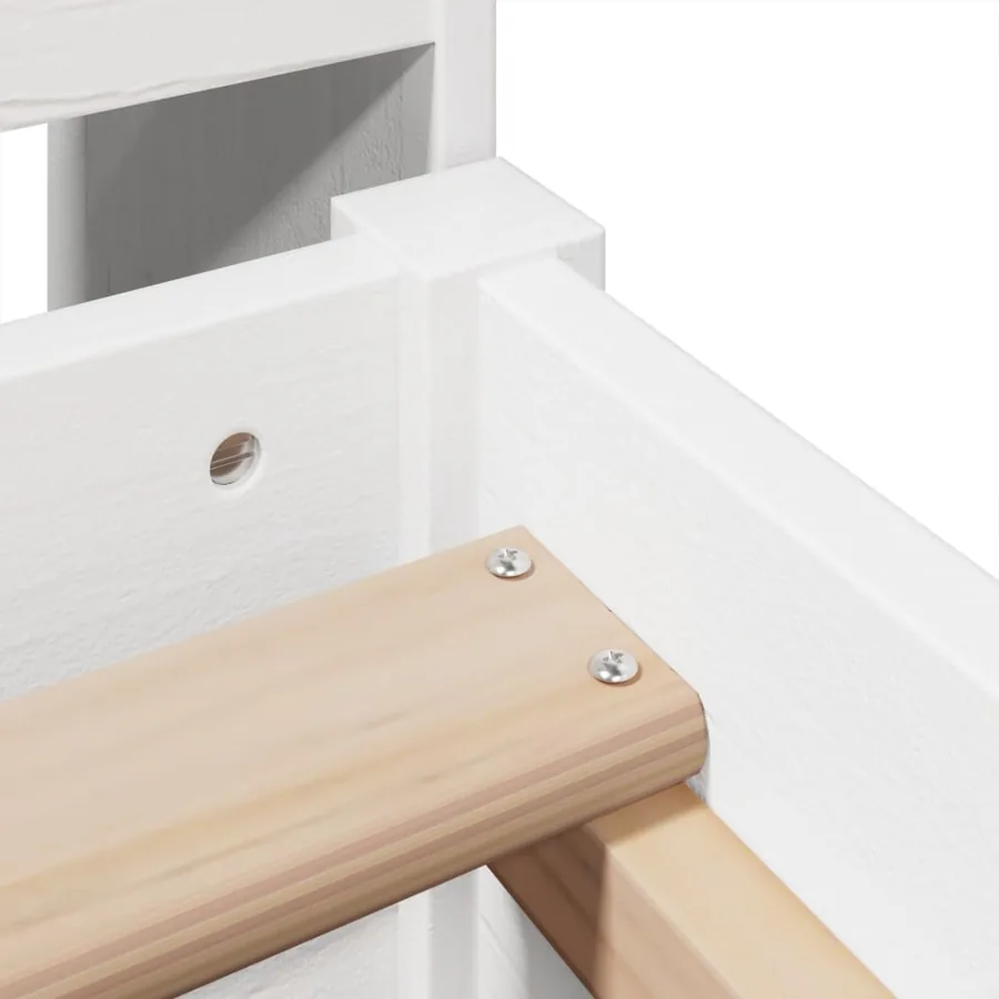 Lit bibliothèque sans matelas blanc 75x190cm bois de pin massif - 9