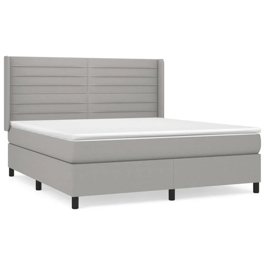 Sommier à lattes de lit avec matelas Gris clair 180x200cm Tissu - 2