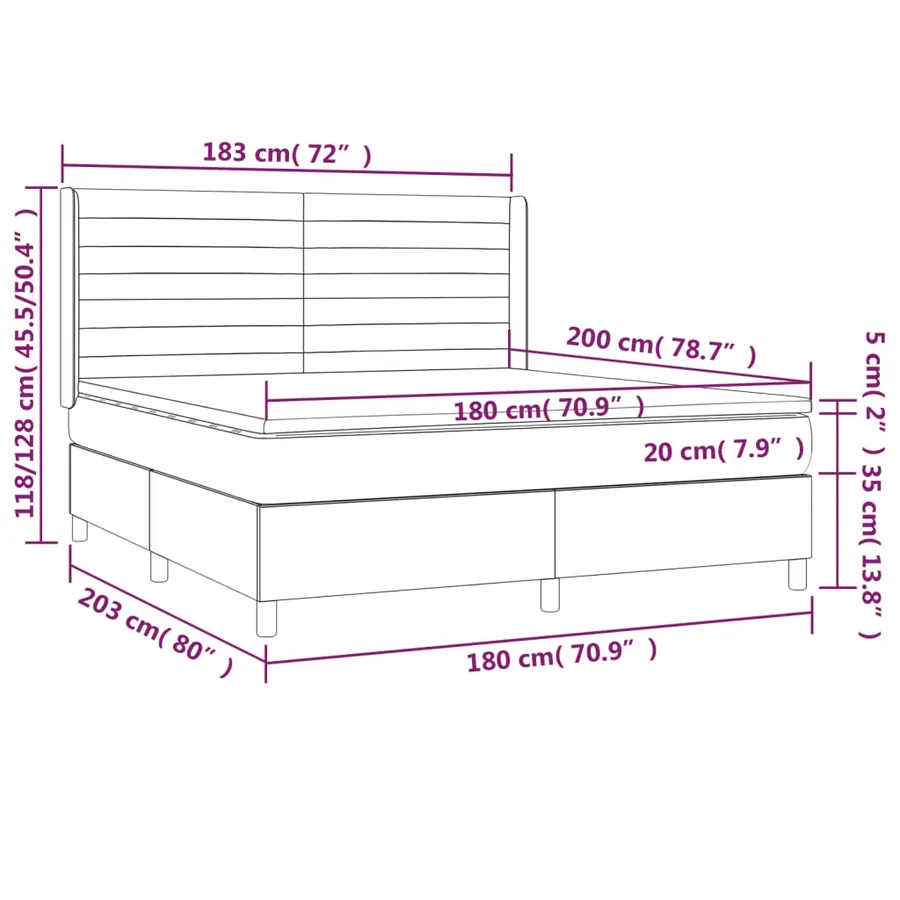 Sommier à lattes de lit avec matelas Gris clair 180x200cm Tissu - 7