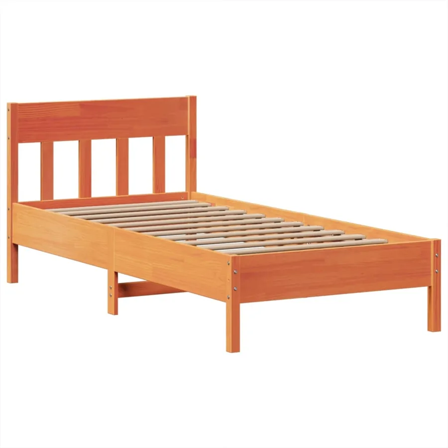 Cadre de lit sans matelas cire marron 75x190 cm bois pin massif - 5