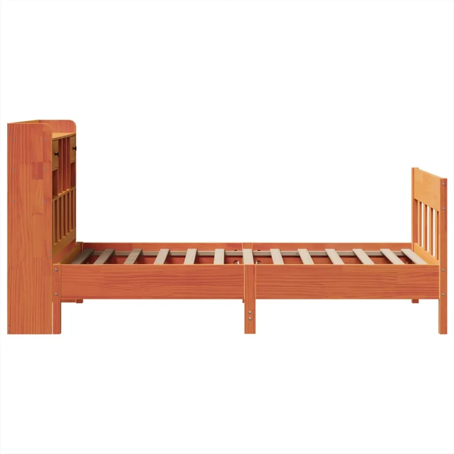 Cadre de lit sans matelas cire marron 75x190 cm bois pin massif - 7