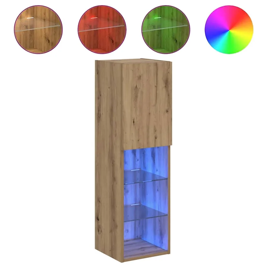 Meubles TV avec lumières LED 2pcs chêne artisanal 30,5x30x102cm - 12