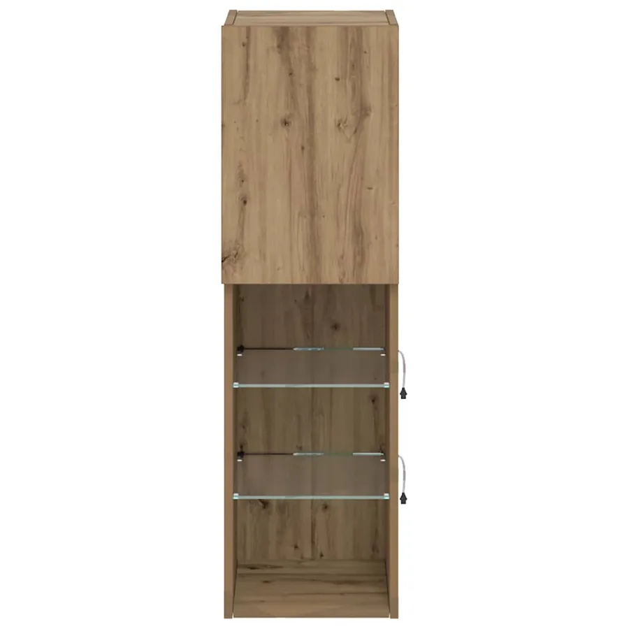 Meubles TV avec lumières LED 2pcs chêne artisanal 30,5x30x102cm - 8