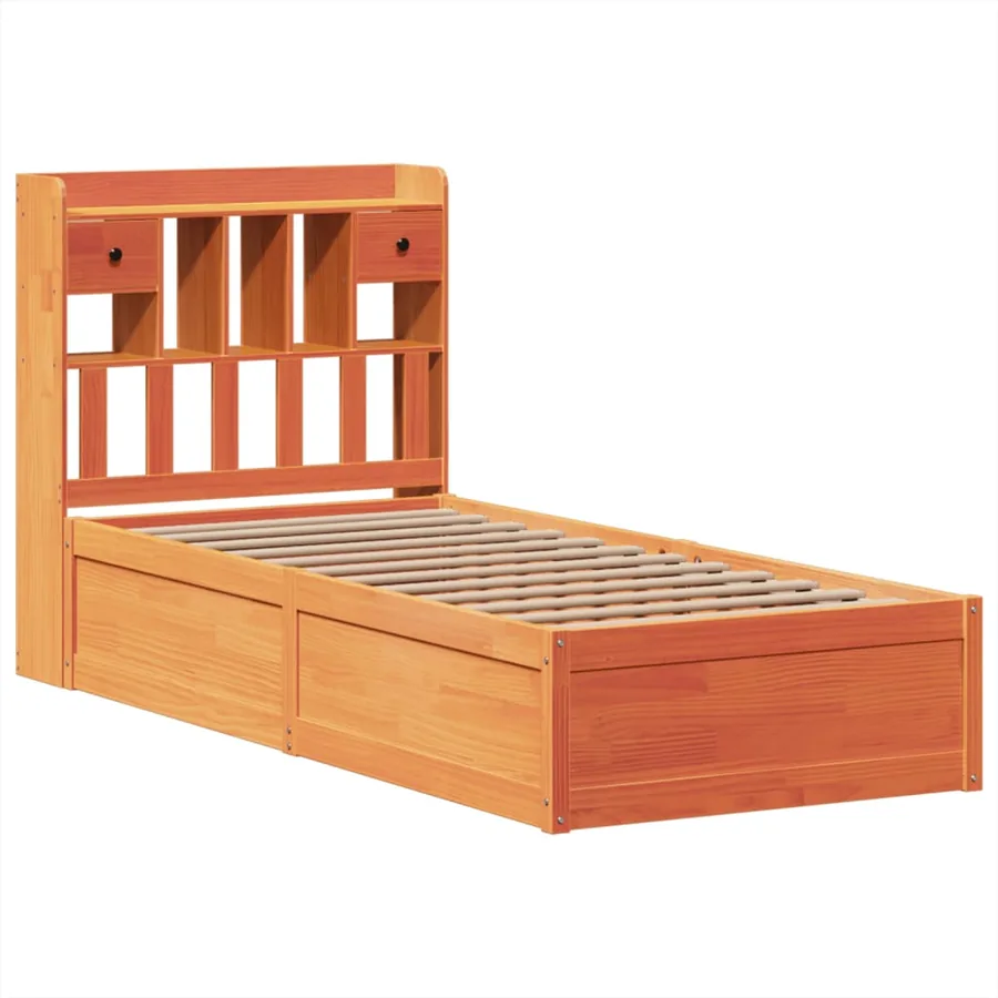 Cadre de lit sans matelas cire marron 100x200cm bois pin massif - 3