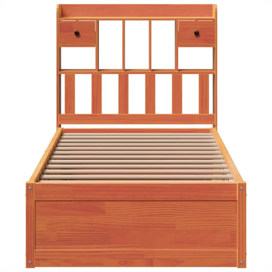 Cadre de lit sans matelas cire marron 100x200cm bois pin massif - 4