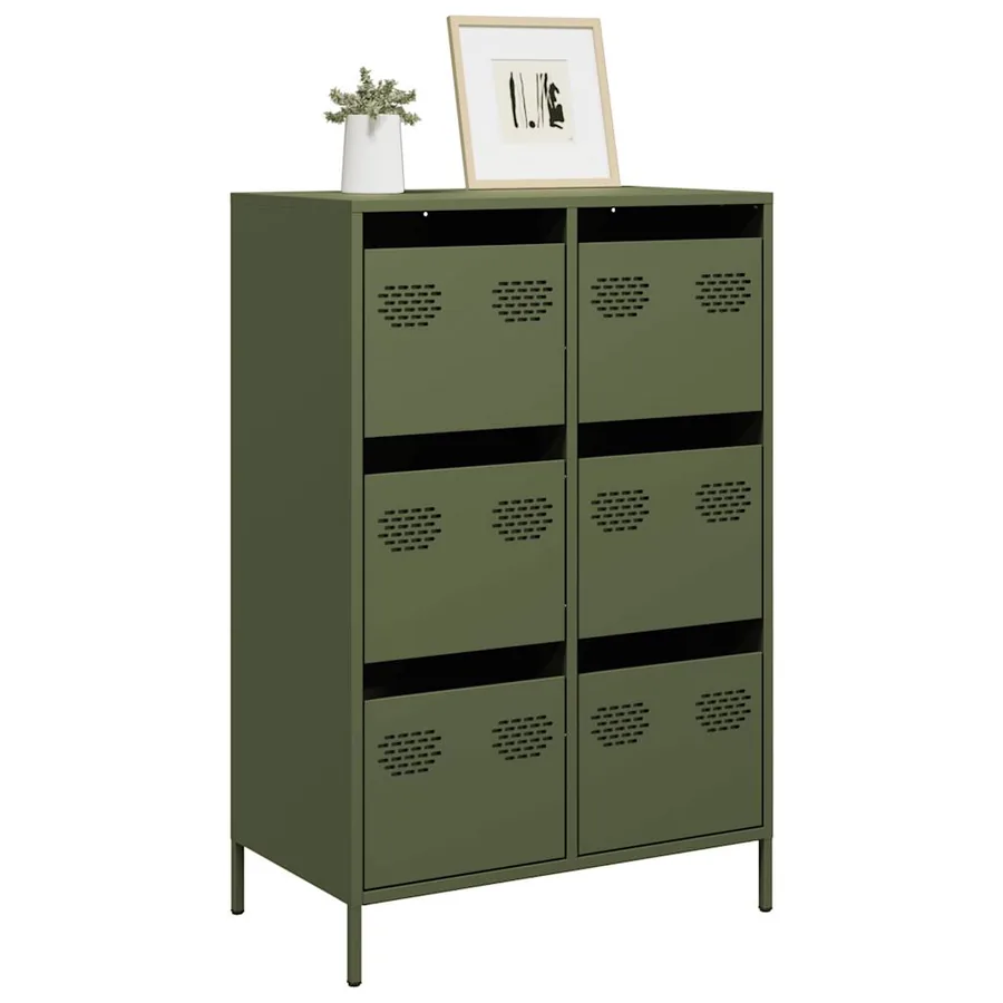Buffet haut vert olive 68x39x101,5 cm acier