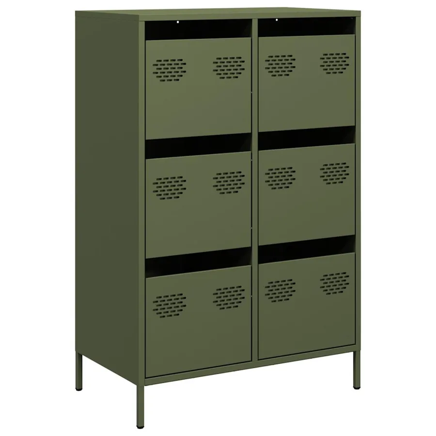 Buffet haut vert olive 68x39x101,5 cm acier - 2