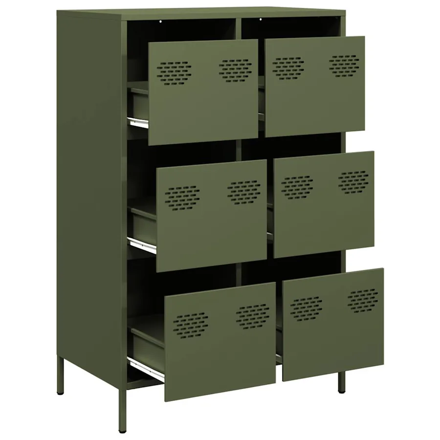 Buffet haut vert olive 68x39x101,5 cm acier - 4
