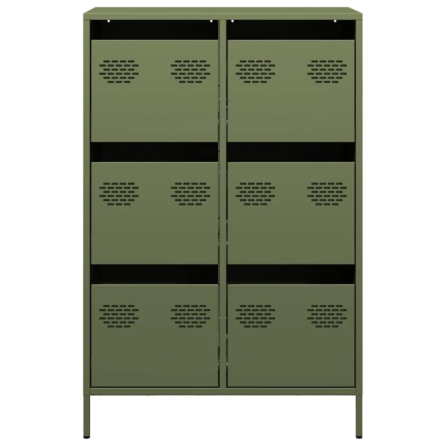 Buffet haut vert olive 68x39x101,5 cm acier - 5