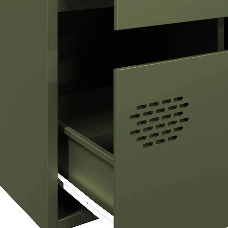 Buffet haut vert olive 68x39x101,5 cm acier - 9