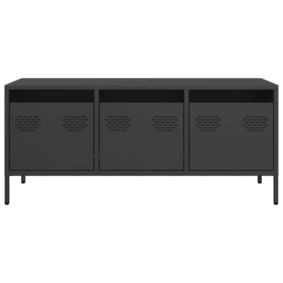 Meuble TV noir 101,5x39x43,5 cm acier laminé à froid - 4