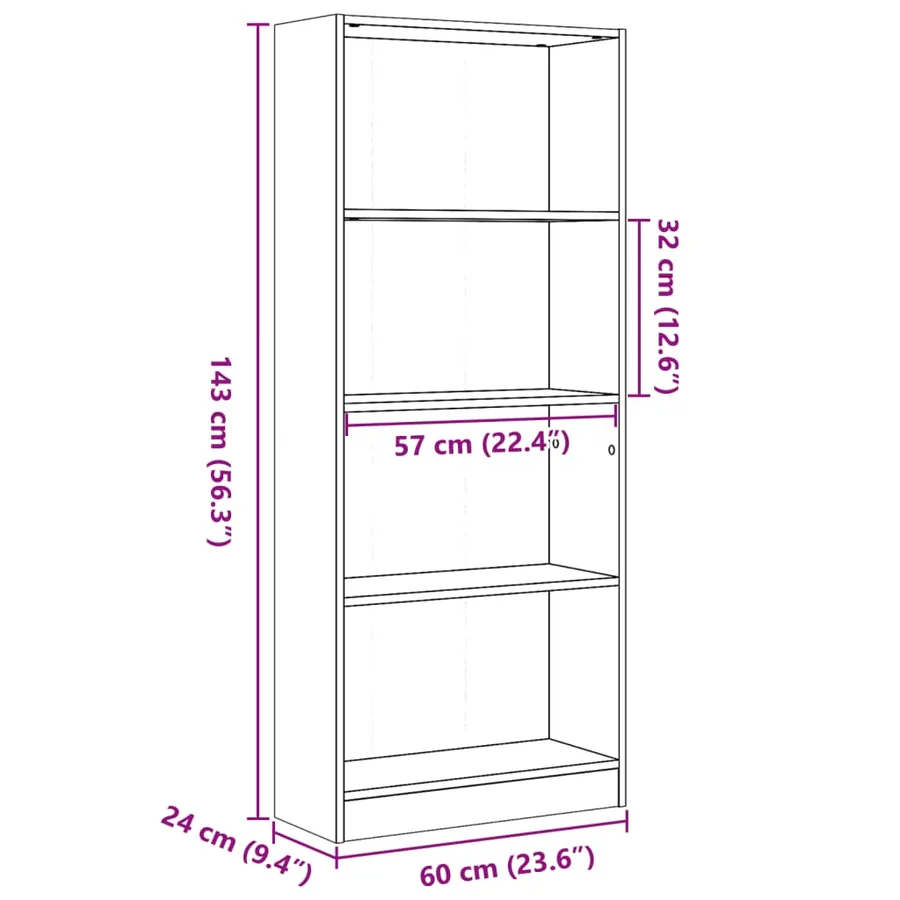 Bibliothèque blanc 60x24x143 cm bois d'ingénierie - 9
