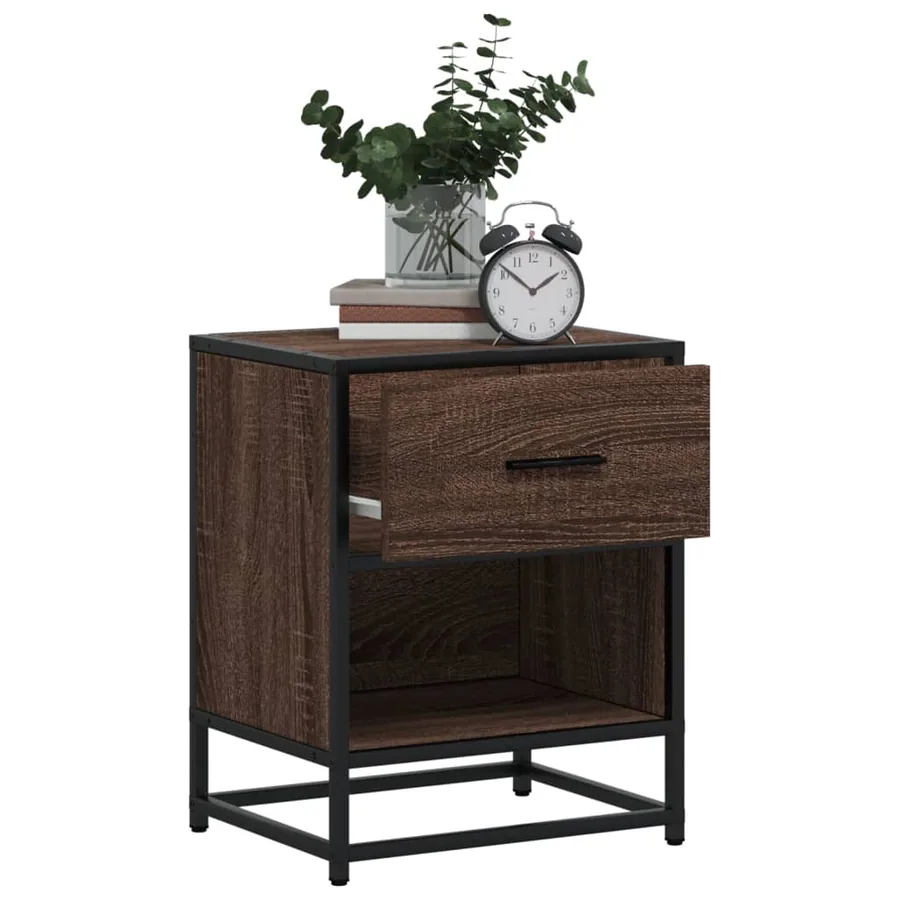 Table de chevet chêne marron 40x31x50 cm bois d'ingénierie - 4