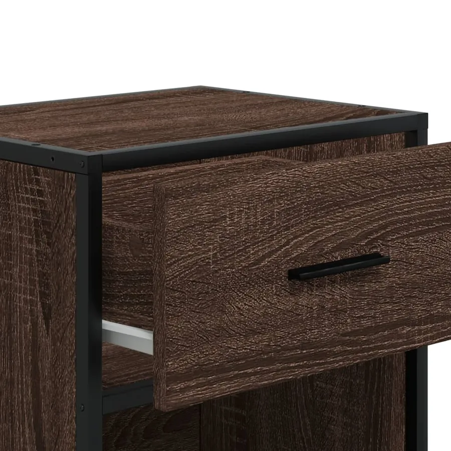 Table de chevet chêne marron 40x31x50 cm bois d'ingénierie - 9
