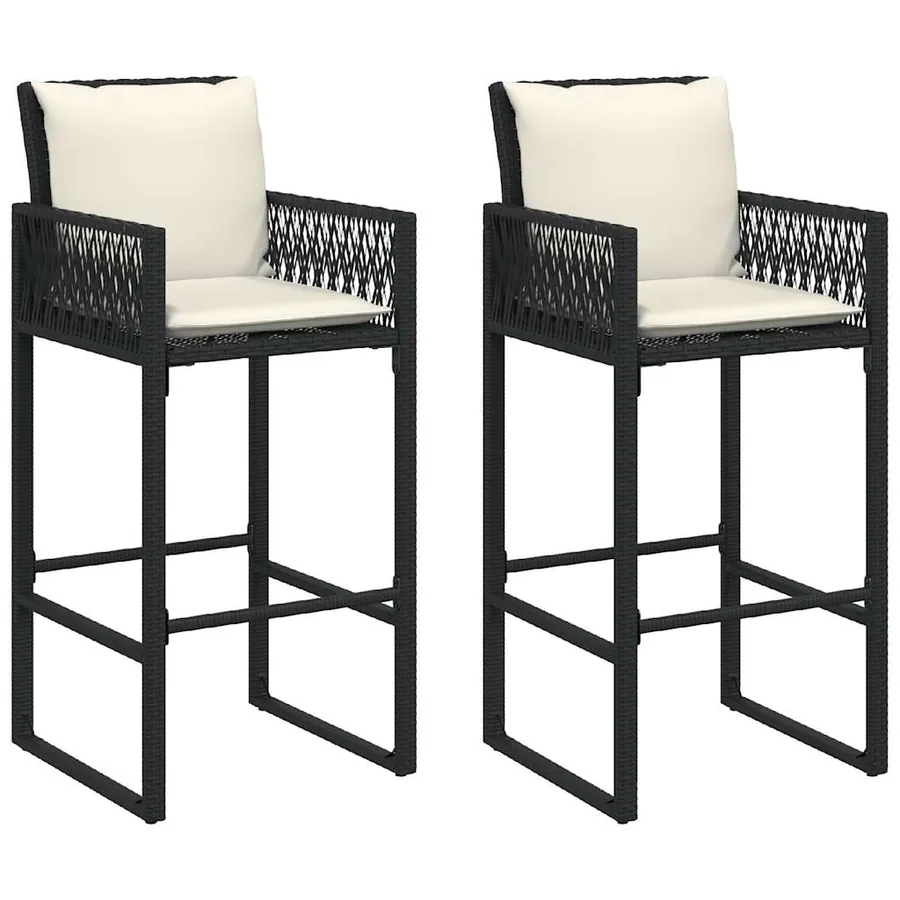 Ensemble de bar de jardin 3 pcs coussins noir poly rotin acacia - 5
