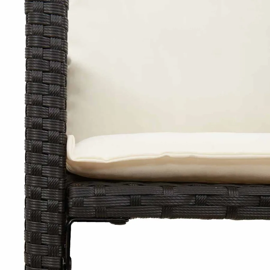 Ensemble de bar de jardin 3 pcs coussins noir poly rotin acacia - 7