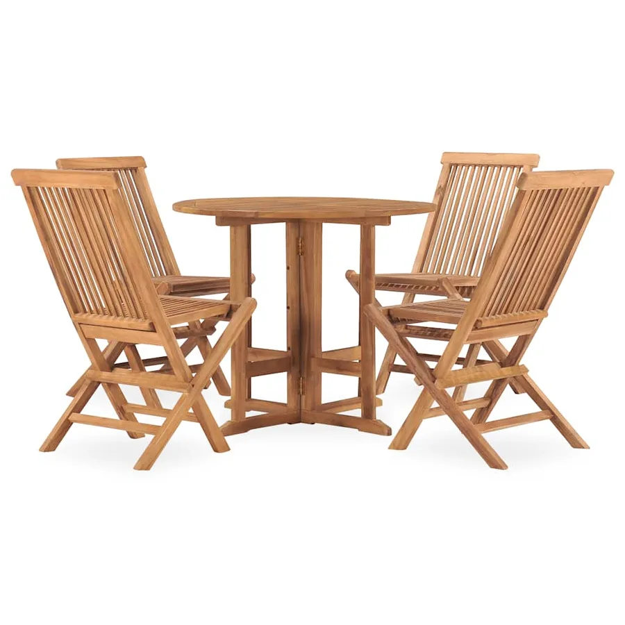 Ensemble à manger d'extérieur pliable 5 pcs Bois solide de teck - 2