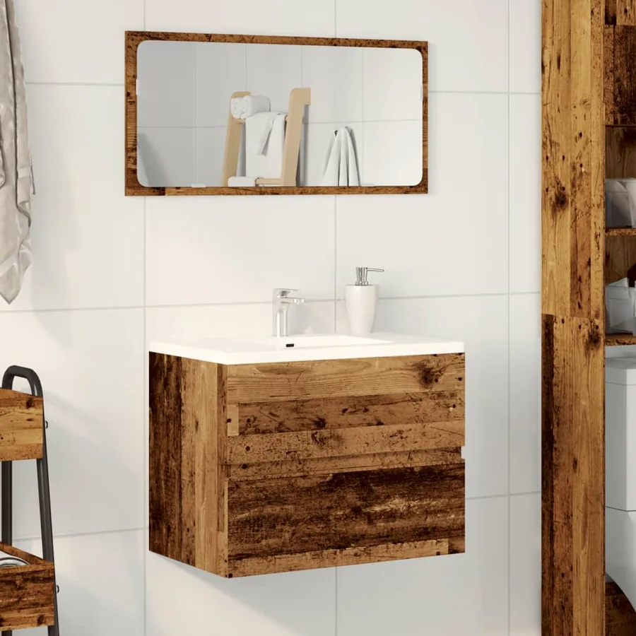 Armoire de salle de bain vieux bois bois d'ingénierie - 3