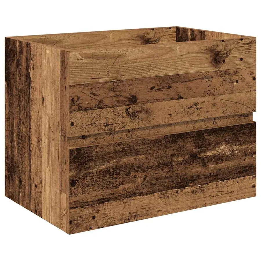 Meuble lavabo avec bassin et robinet intégrés vieux bois - 3