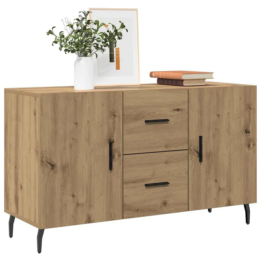 Buffet chêne artisanal 100x36x60 cm bois d'ingénierie