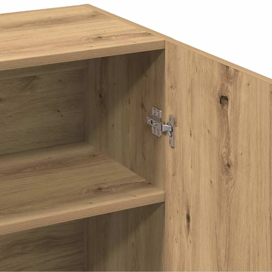 Buffet chêne artisanal 70x34x90 cm bois d'ingénierie - 8