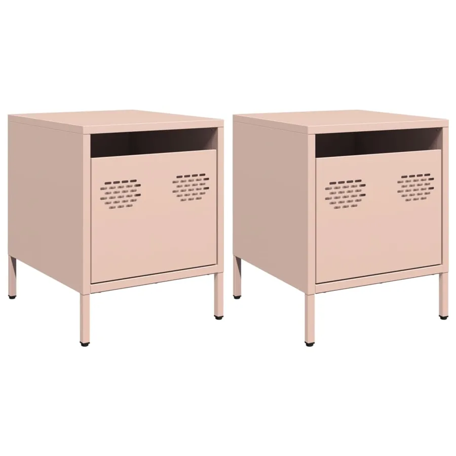 Tables de chevet 2 pcs rose 35x39x43,5 cm acier - 2