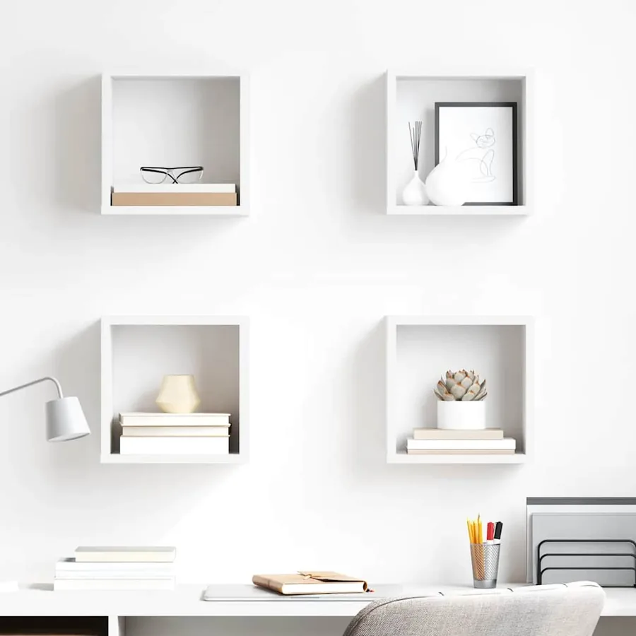 Étagères cube murales 4 pcs Blanc 26x15x26 cm