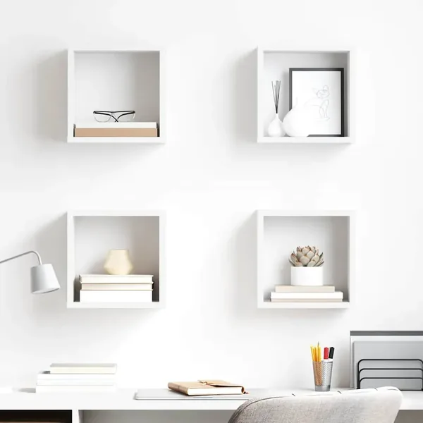Étagères cube murales 4 pcs Blanc 26x15x26 cm