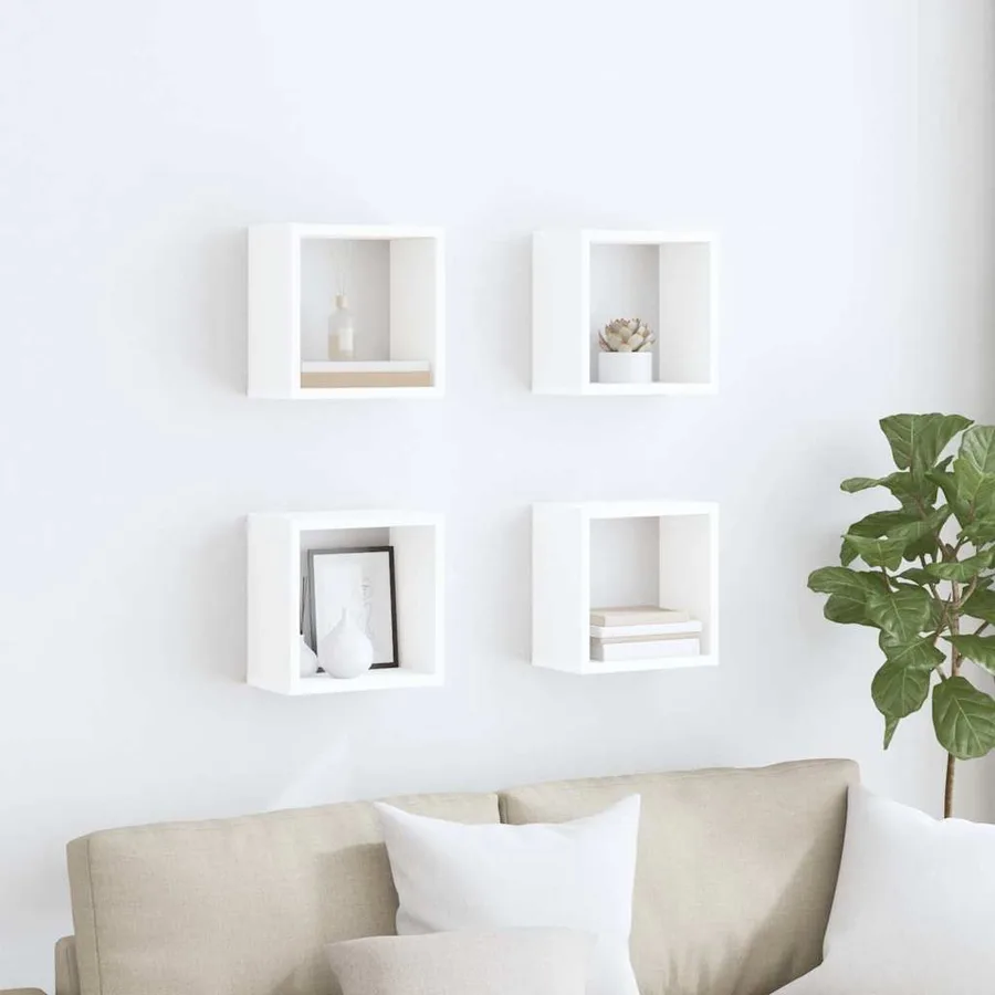 Étagères cube murales 4 pcs Blanc 26x15x26 cm - 3