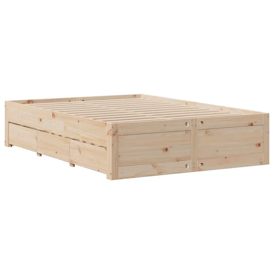 Cadre de lit sans matelas avec tiroirs 160x200 cm bois de pin - 3
