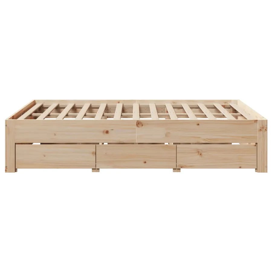 Cadre de lit sans matelas avec tiroirs 160x200 cm bois de pin - 5