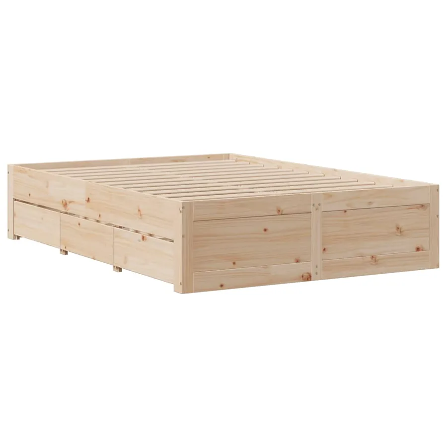 Cadre de lit sans matelas avec tiroirs 160x200 cm bois de pin - 6