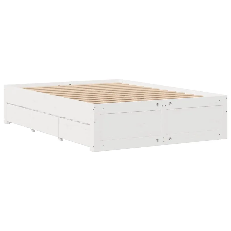 Cadre de lit sans matelas avec tiroirs 140x190 cm bois de pin - 3