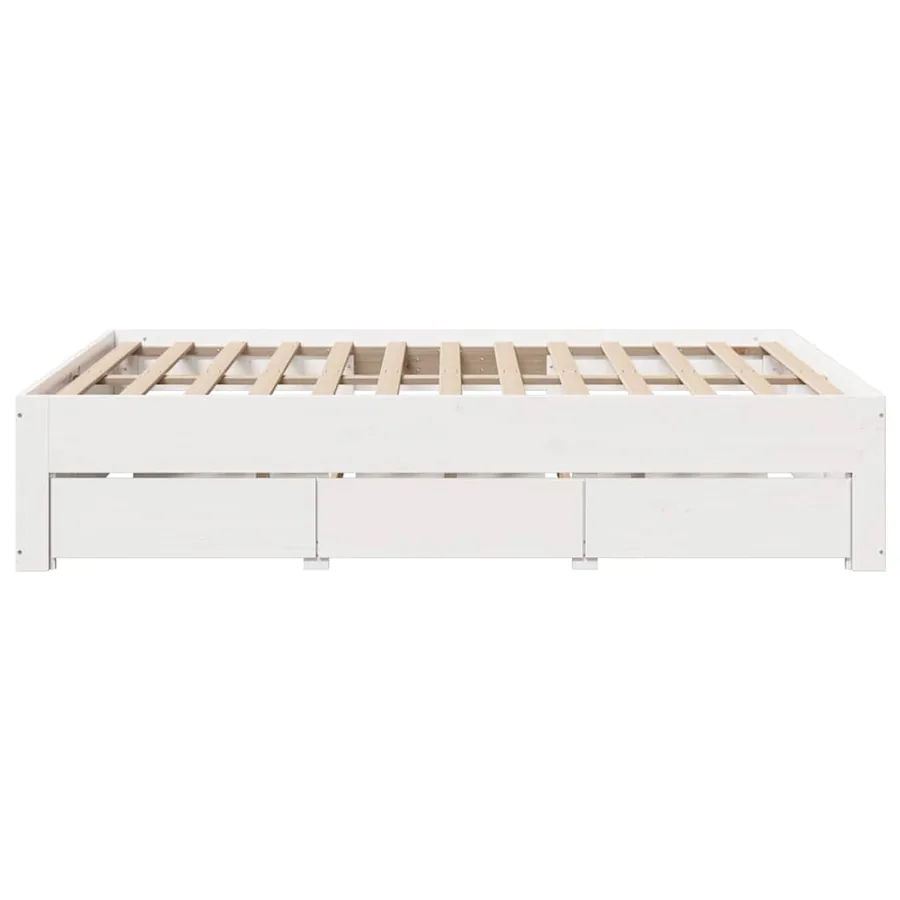 Cadre de lit sans matelas avec tiroirs 140x190 cm bois de pin - 5