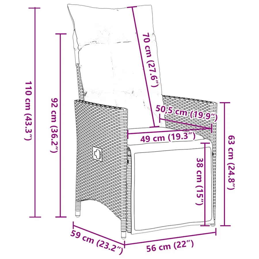 Ensemble à manger de jardin et coussins 9 pcs marron poly rotin - 11